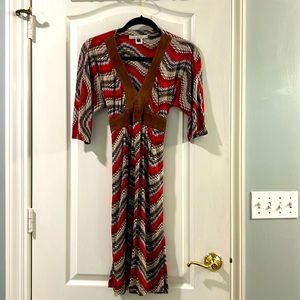 Vintage silk and suede dress